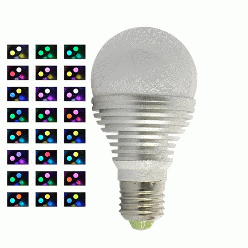 LED Color Changing Light Bulb - 3W, 16 Colors, Remote Control