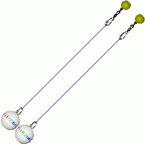 Practice Poi Glow Ball Strobe with Blue Yellow Handle