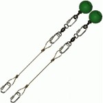 Poi Chain Wire Rope 15cm with Green Ball Handle 28cm