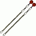 Poi Chain Black Oval 30cm with Red Ball Handle 43cm