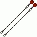 Poi Chain Ball 8mm 25cm with Red Handle 34cm