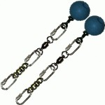 Poi Chain Black Oval 15cm with Blue Ball Handle 28cm