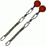 Poi Chain Black Oval 20cm with Red Ball Handle 33cm