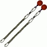 Poi Chain Black Oval 25cm with Red Ball Handle 38cm