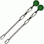 Poi Chain Oval Link 15cm with Green Ball Handle 28cm