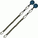 Poi Chain Black Oval 25cm with Blue Ball Handle 38cm