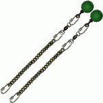 Poi Chain Black Oval 25cm with Green Ball Handle 38cm