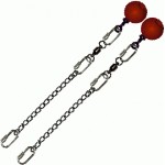 Poi Chain Oval Link 15cm with Red Ball Handle 28cm