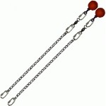 Poi Chain Oval Link 30cm with Red Ball Handle 43cm