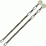 Poi Chain Black Oval 30cm with White Ball Handle 43cm