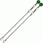 Poi Chain Oval Link 35cm with Green Ball Handle 48cm