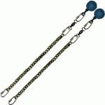 Poi Chain Black Oval 30cm with Blue Ball Handle 43cm
