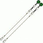 Poi Chain Wire Rope 35cm with Green Ball Handle 48cm