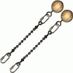 Poi Chain Ball 8mm 10cm with Wooden Handle 19cm