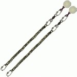 Poi Chain Black Oval 35cm with White Ball Handle 48cm