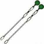 Poi Chain Oval Link 20cm with Green Ball Handle 33cm