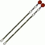 Poi Chain Black Oval 40cm with Red Ball Handle 53cm