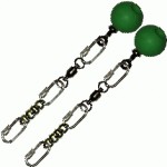 Poi Chain Black Oval 15cm with Green Ball Handle 28cm