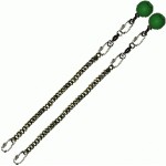Poi Chain Black Oval 35cm with Green Ball Handle 48cm