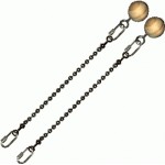 Poi Chain Ball 8mm 20cm with Wooden Handle 29cm