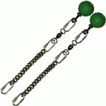 Poi Chain Black Oval 20cm with Green Ball Handle 33cm