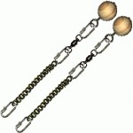 Poi Chain Black Oval 20cm with Wooden Ball Handle 33cm
