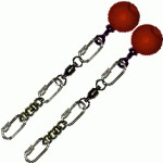 Poi Chain Black Oval 15cm with Red Ball Handle 28cm