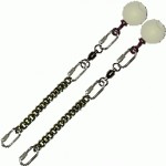 Poi Chain Black Oval 20cm with White Ball Handle 33cm