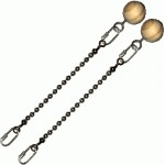 Poi Chain Ball 8mm 15cm with Wooden Handle 24cm