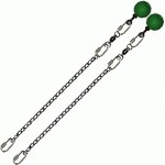 Poi Chain Oval Link 25cm with Green Ball Handle 38cm