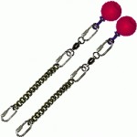 Poi Chain Black Oval 20cm with Pink Ball Handle 33cm