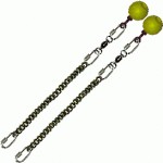 Poi Chain Black Oval 25cm with Yellow Ball Handle 38cm