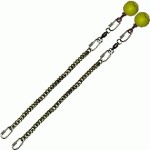 Poi Chain Black Oval 30cm with Yellow Ball Handle 43cm