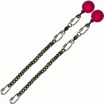 Poi Chain Black Oval 25cm with Pink Ball Handle 38cm