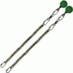 Poi Chain Black Oval 30cm with Green Ball Handle 43cm