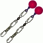 Poi Chain Black Oval 15cm with Pink Ball Handle 28cm