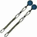 Poi Chain Black Oval 20cm with Blue Ball Handle 33cm