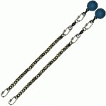 Poi Chain Black Oval 35cm with Blue Ball Handle 48cm