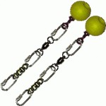 Poi Chain Black Oval 15cm with Yellow Ball Handle 28cm